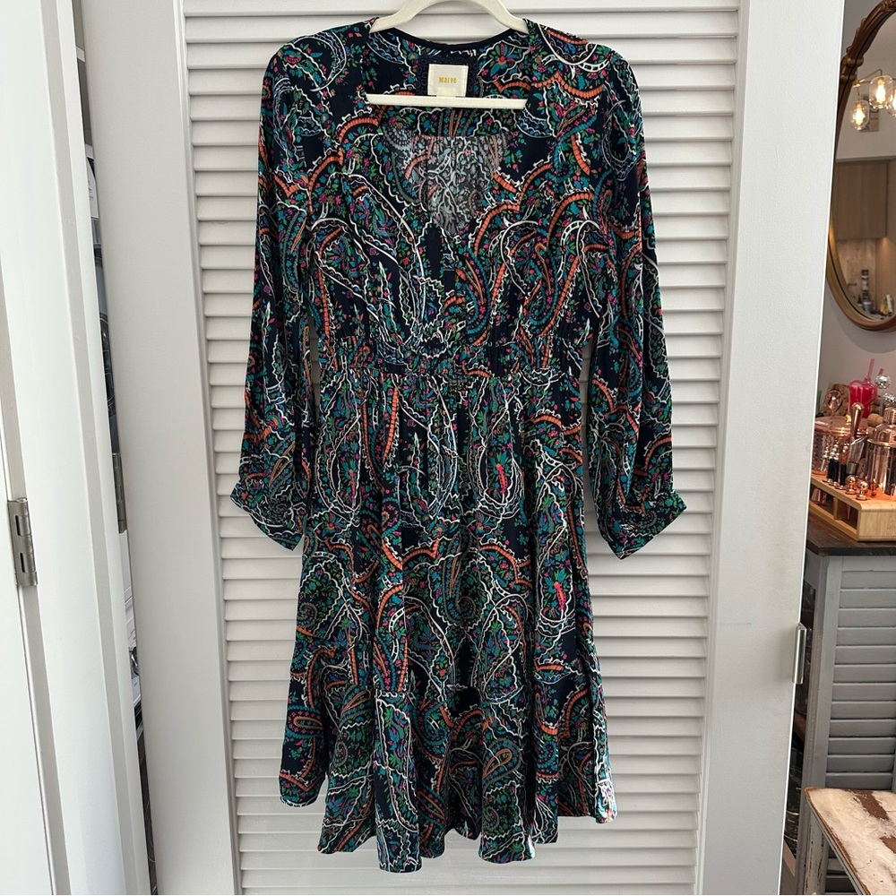 Anthropologie Maeve Long Sleeve Printed Midi Dress
